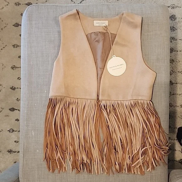 Saints & Hearts Fringe Suede Vest, size medium, NWT - Picture 7 of 9